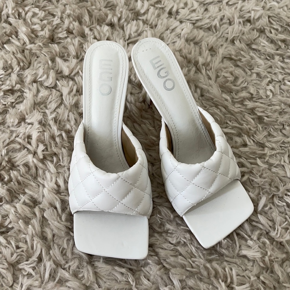 Ego white quilted heels